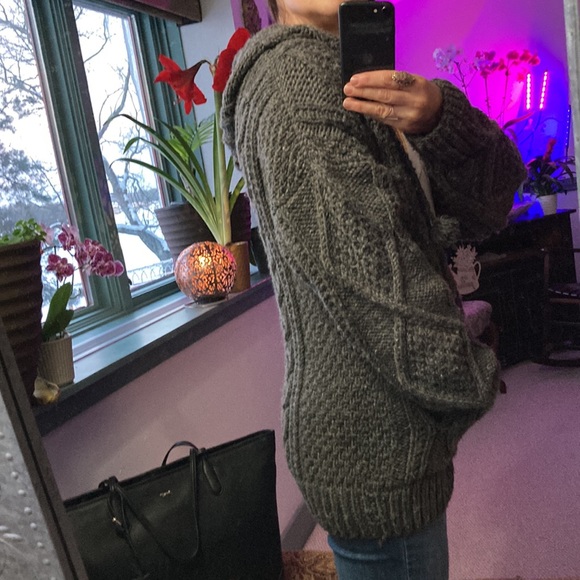 100% wool zip up  Hoodie cable knit - Picture 6 of 11